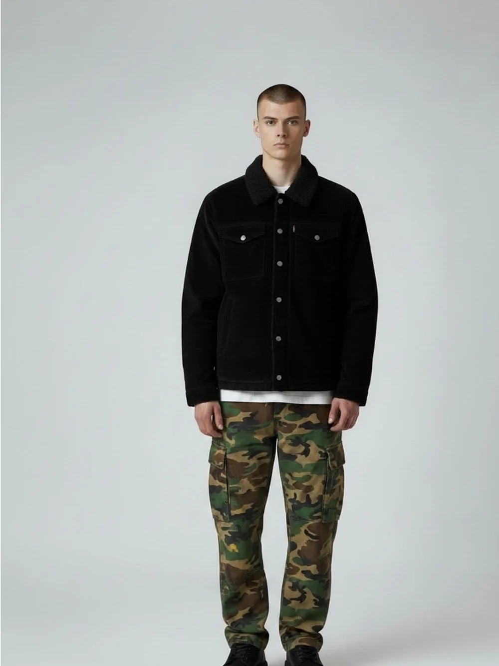 ⚡️SOLD⚡️Levi's Black Sherpa Corduroy Jean Jacket Bomber Coat - Picture 16 of 16